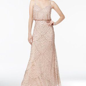 Adrianna Papell Women's Long Beaded Blouson Gown